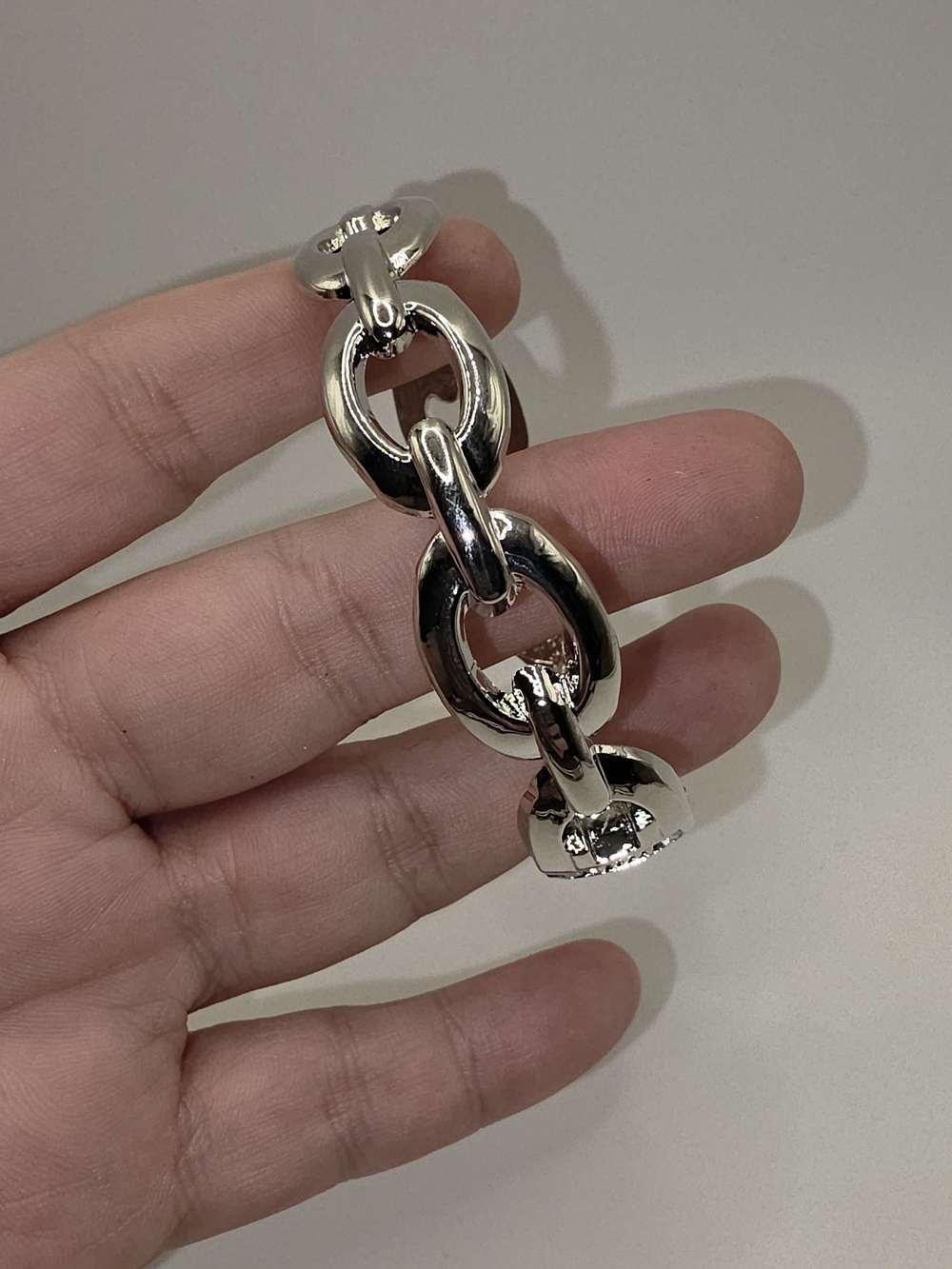 Women's Chunky Link Bracelet - White Gold Fille